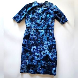 Vintage 50s 60s Watercolor Floral Wiggle Pencil Dress 30waist